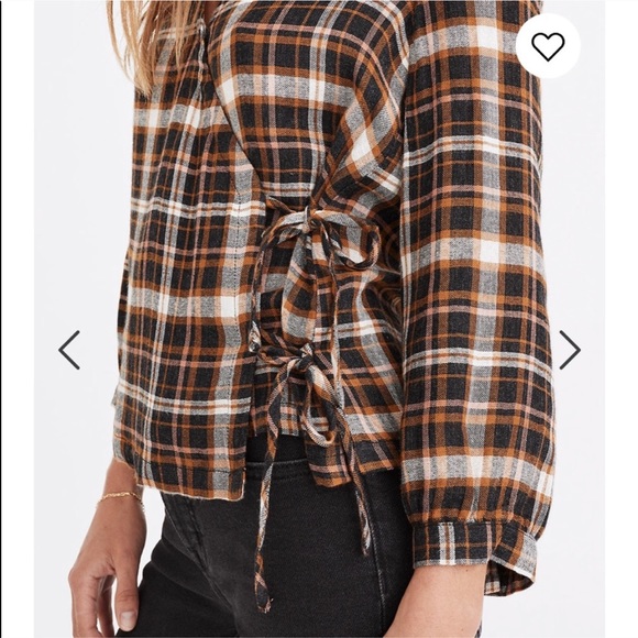 Madewell plaid gauze double-tie wrap top - Picture 4 of 8